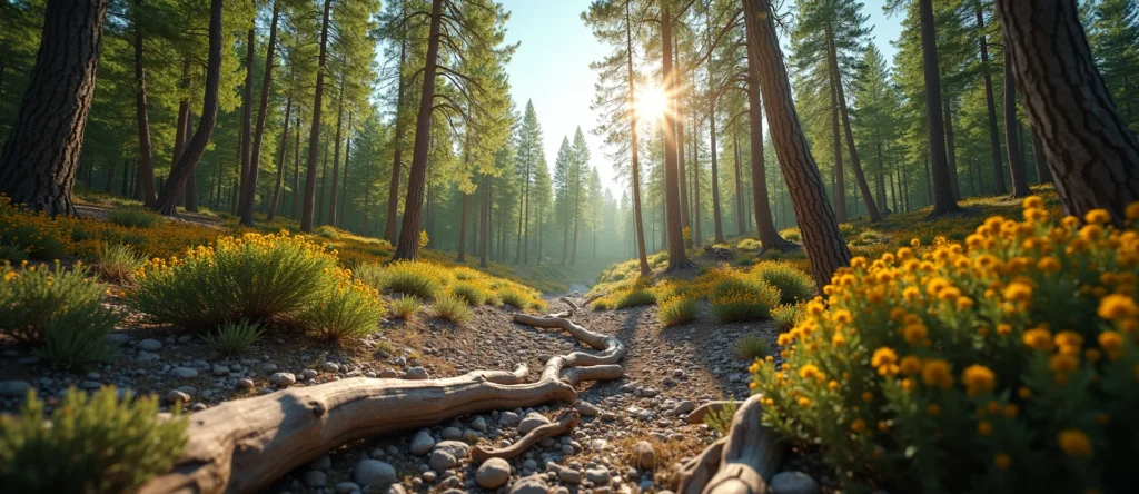 Symbolizing Growth/Resilience: A local Indian Paintbrush thriving aspen grove. - AI Generated