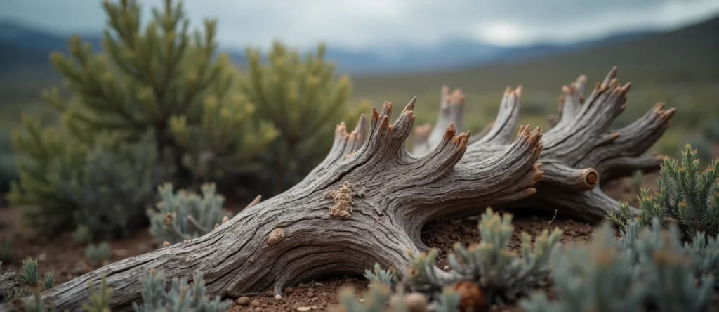 Symbolizing Growth/Resilience: A local Desert Peach gnarled juniper roots. - AI Generated