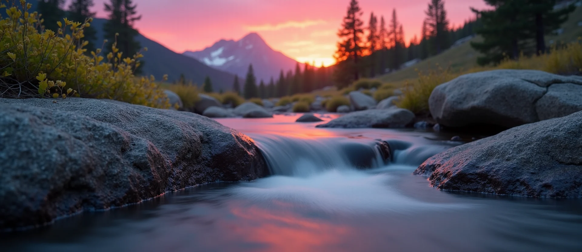 Symbolizing Flow/Cleansing: A local Sierra Juniper hidden small waterfall. - AI Generated