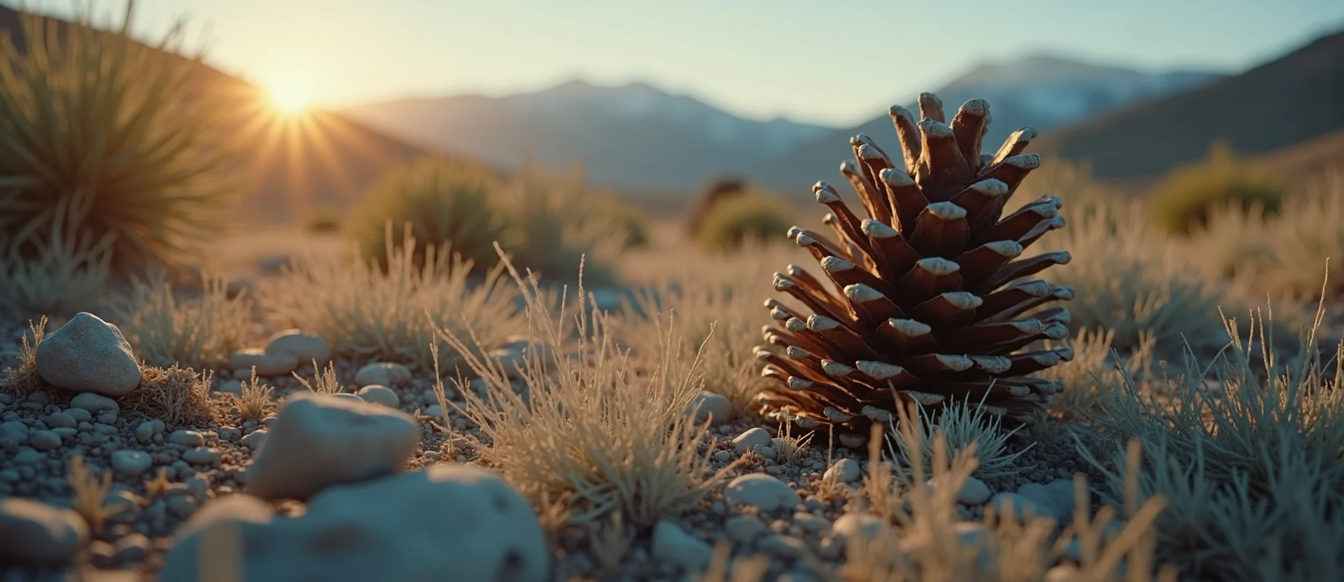 Symbolizing Seed/New Beginning: A local Bitterbrush opening pine cone. - AI Generated