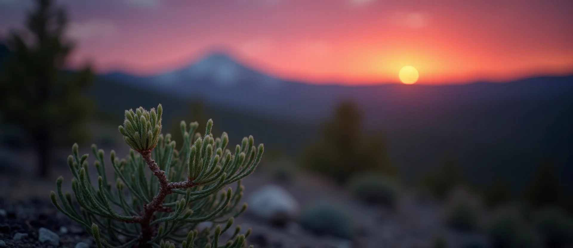 Symbolizing Seed/New Beginning: A local Sierra Juniper new green bud on a branch. - AI Generated