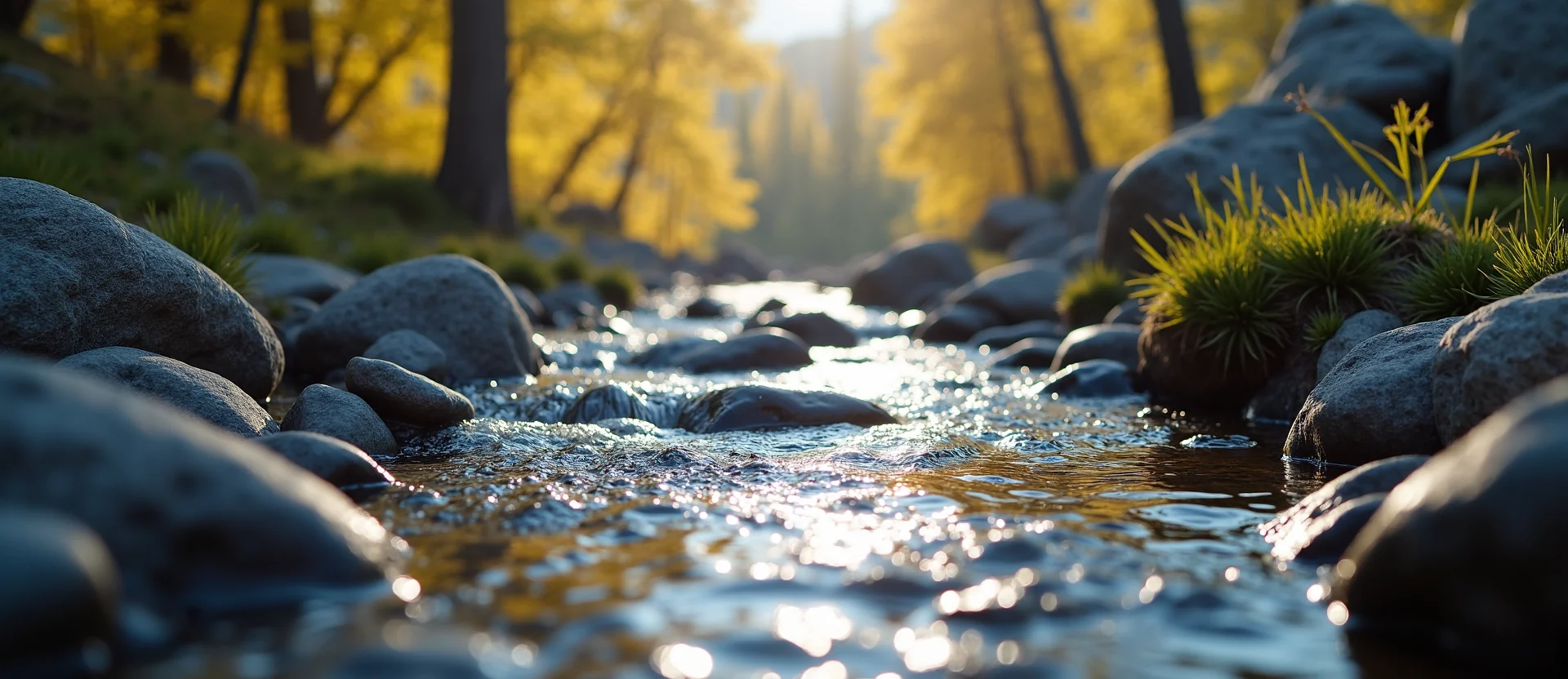 Symbolizing Flow/Cleansing: A local Quaking Aspen babbling mountain creek. - AI Generated