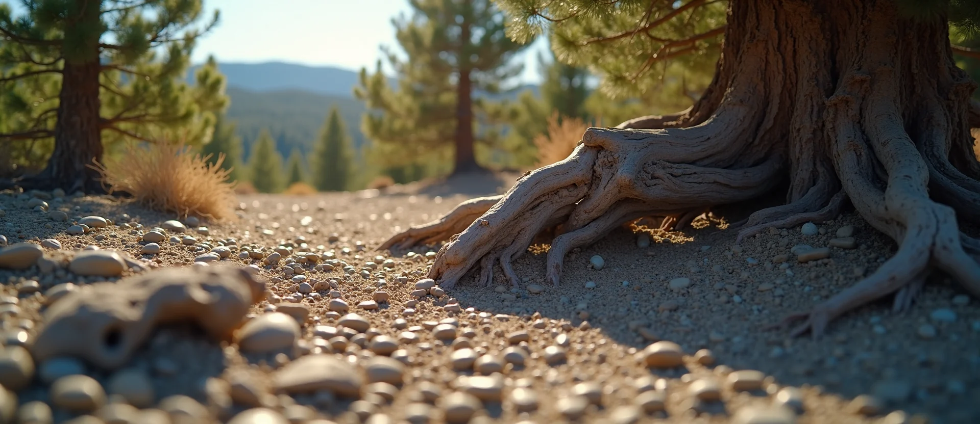 Symbolizing Growth/Resilience: A local Ponderosa Pine gnarled juniper roots. - AI Generated