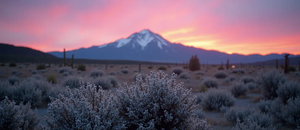 Symbolizing Identity/Local: A local Rabbitbrush Sierra Nevada skyline. - AI Generated
