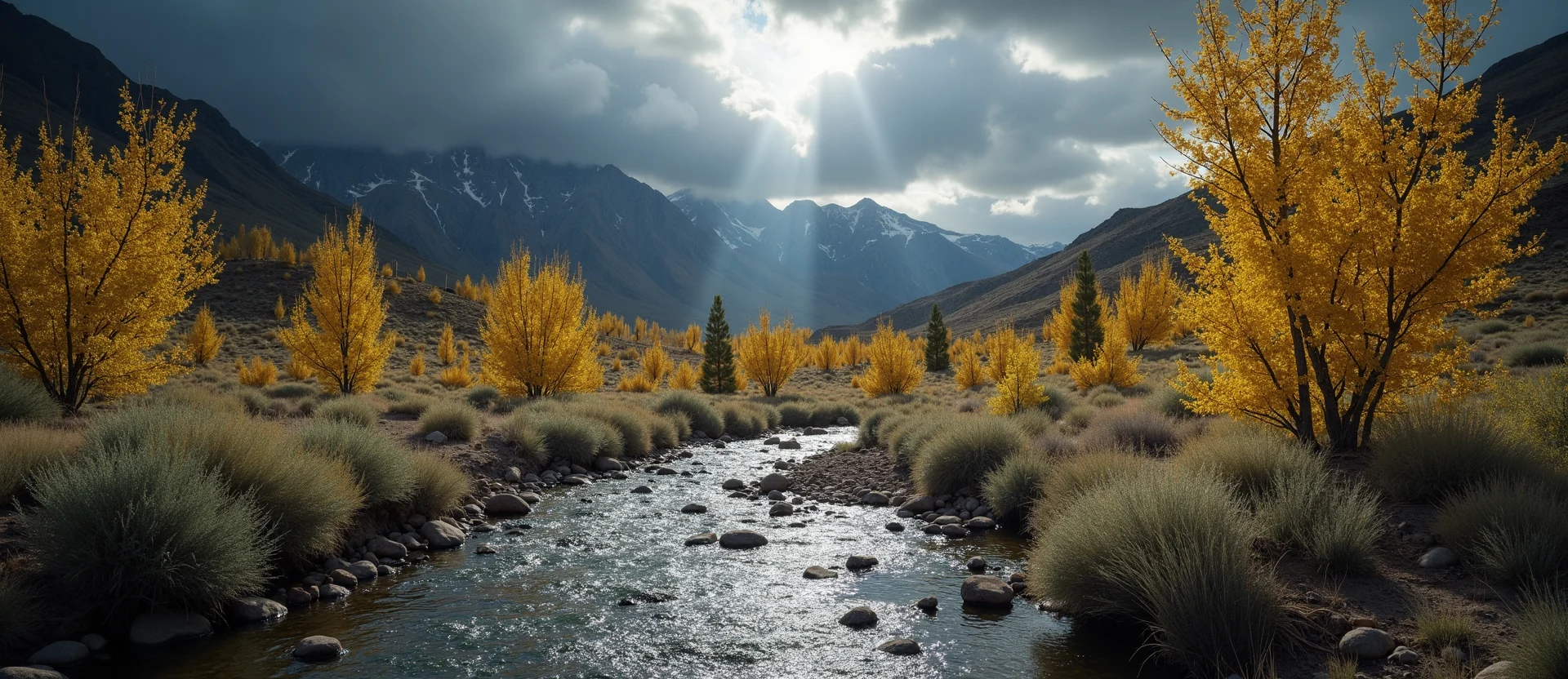 Symbolizing Flow/Cleansing: A local Desert Peach clear cold snowmelt stream. - AI Generated