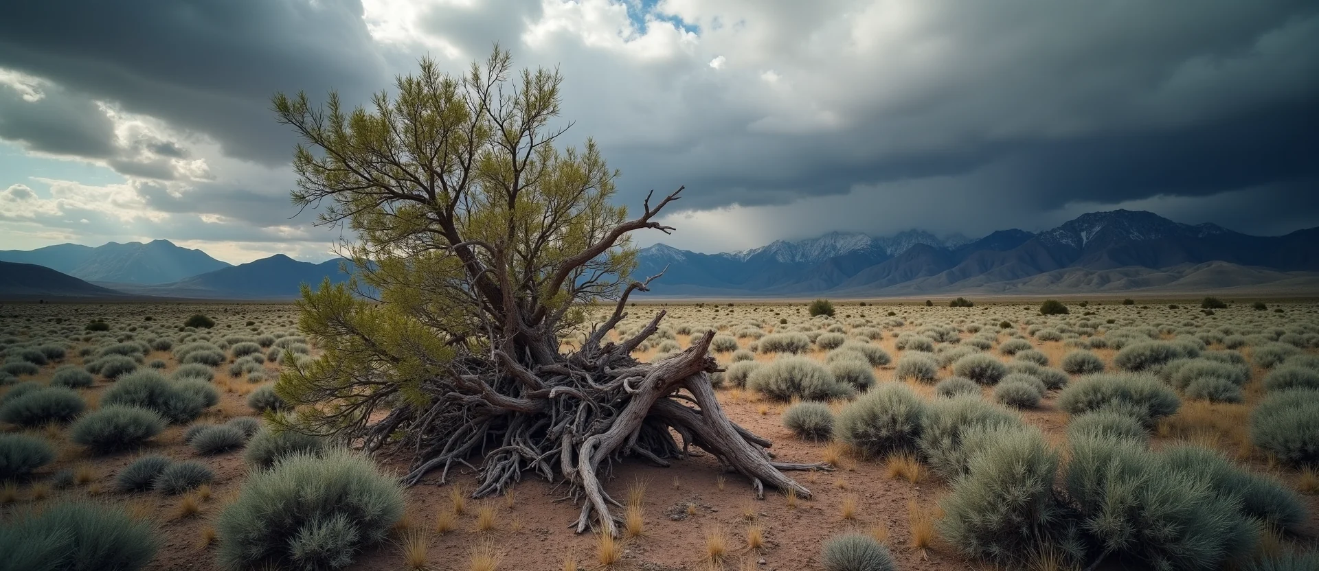 Symbolizing Growth/Resilience: A local Sagebrush (Artemisia tridentata) gnarled juniper roots. - AI Generated