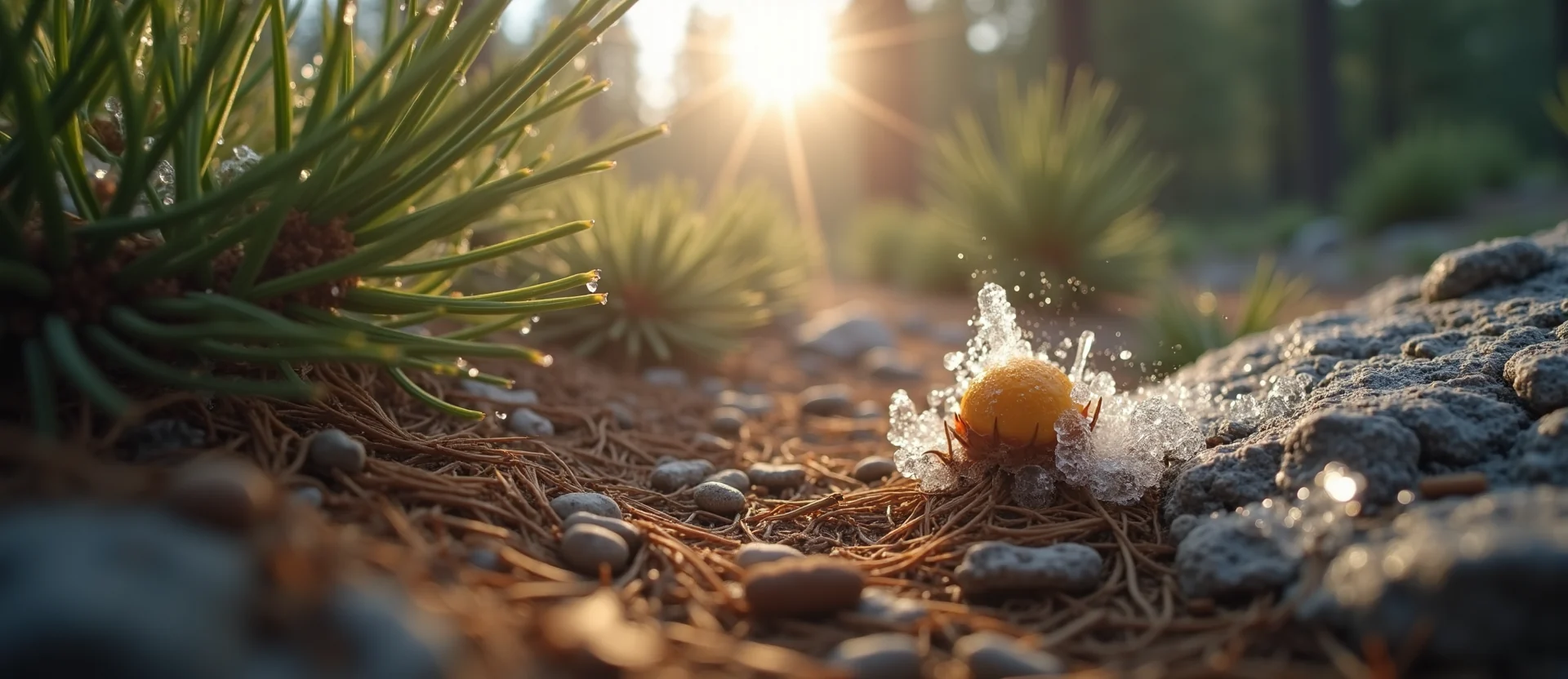 Symbolizing Seed/New Beginning: A local Sierra Juniper single pine seed on dry earth. - AI Generated