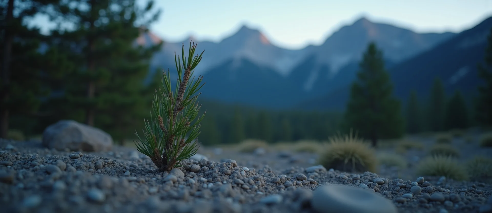 Symbolizing Growth/Resilience: A local Ponderosa Pine new branch reaching for the sky. - AI Generated