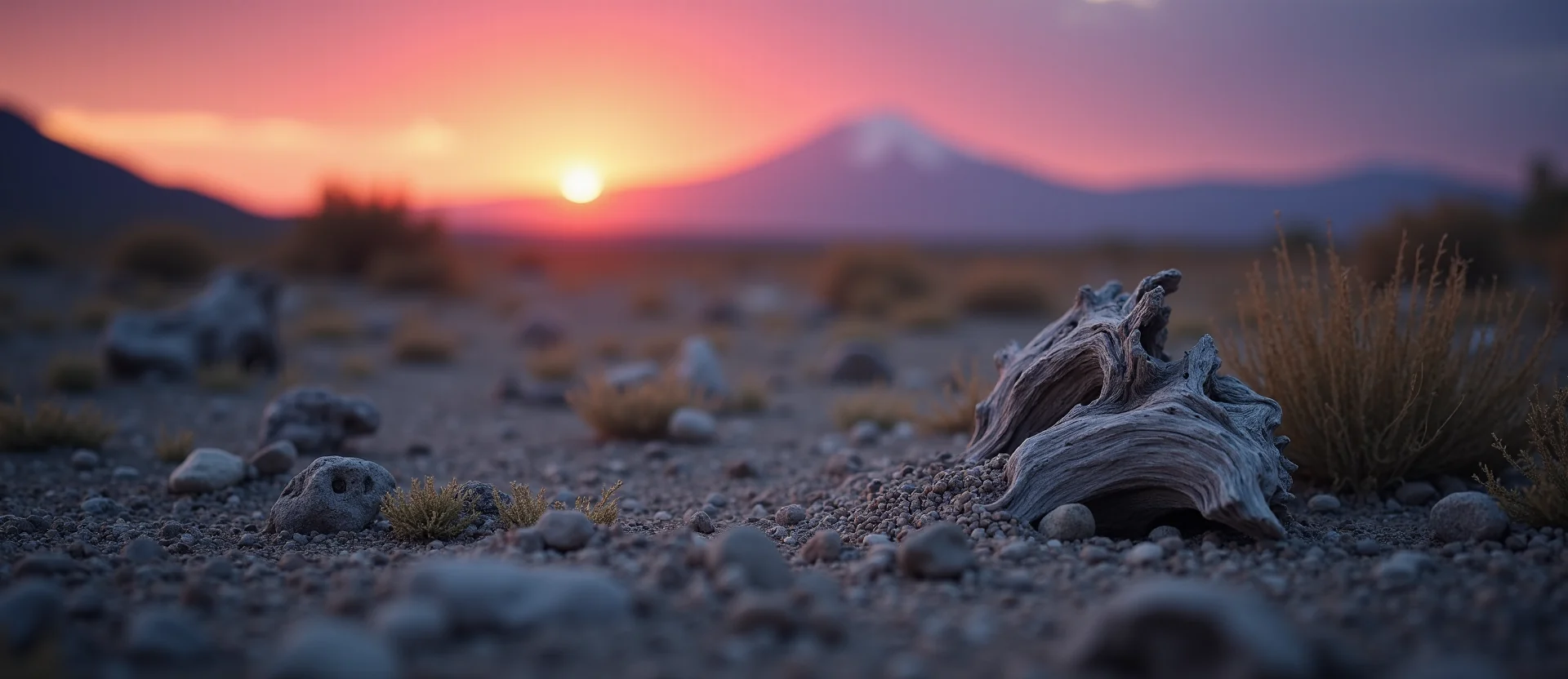 Symbolizing Stability/Peak: A local Bitterbrush distant Sierra horizon. - AI Generated