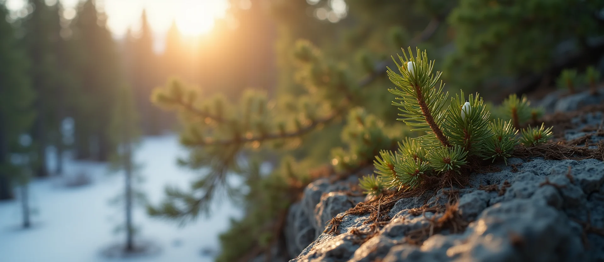 Symbolizing Seed/New Beginning: A local Sierra Juniper new green bud on a branch. - AI Generated