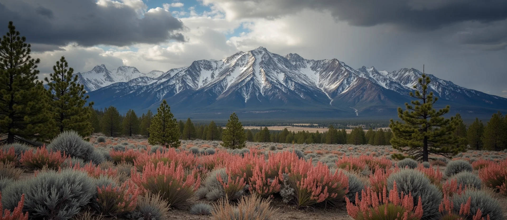 Symbolizing Identity/Local: A local Indian Paintbrush Sierra Nevada skyline. - AI Generated