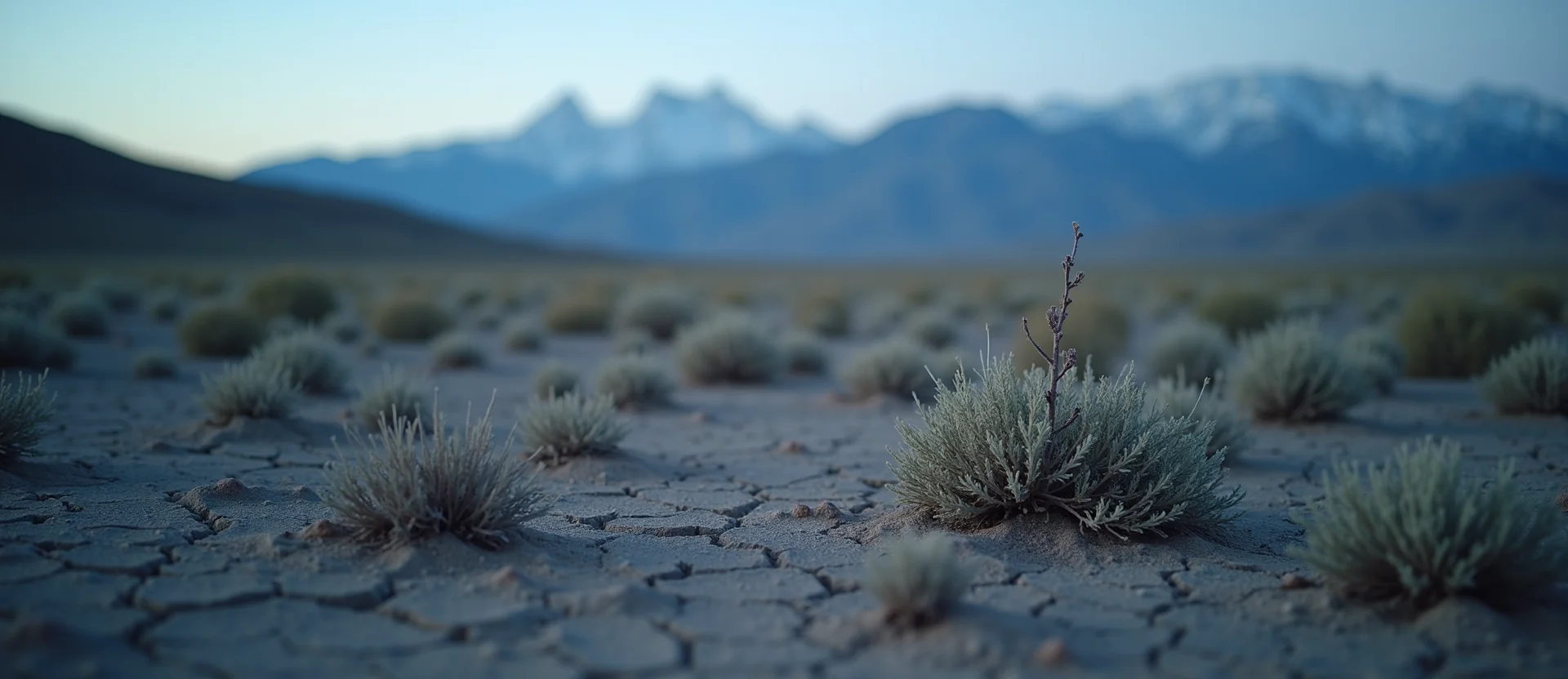 Symbolizing Seed/New Beginning: A local Rabbitbrush shoot emerging from cracked soil. - AI Generated