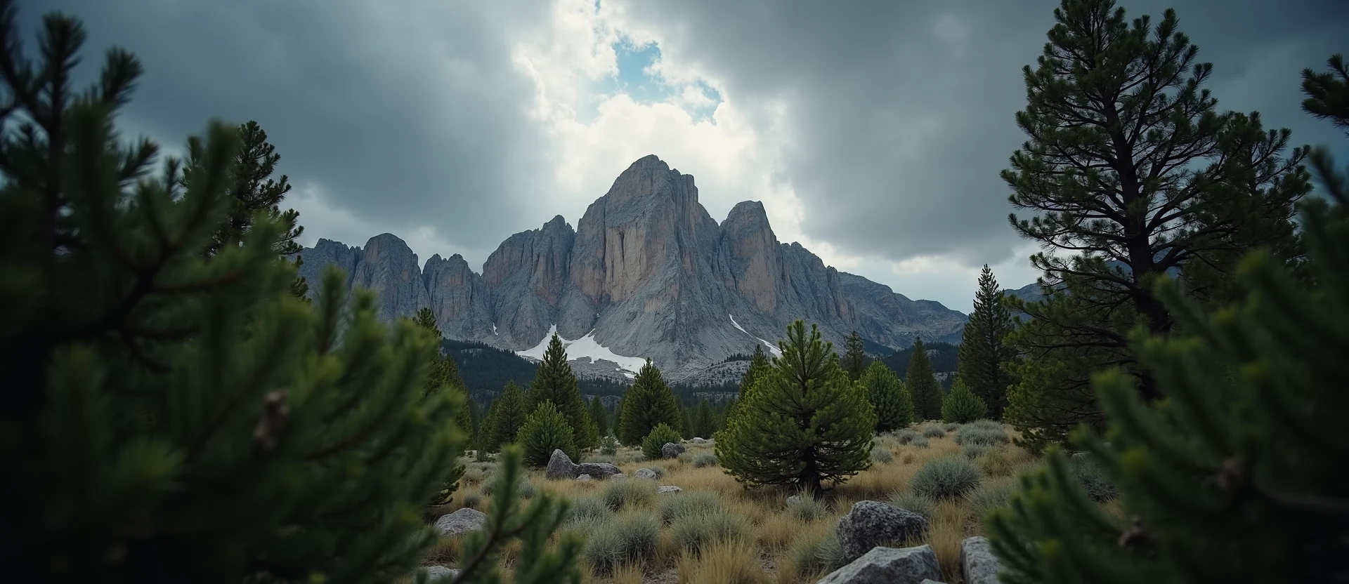 Symbolizing Stability/Peak: A local Sierra Juniper jagged granite peak. - AI Generated