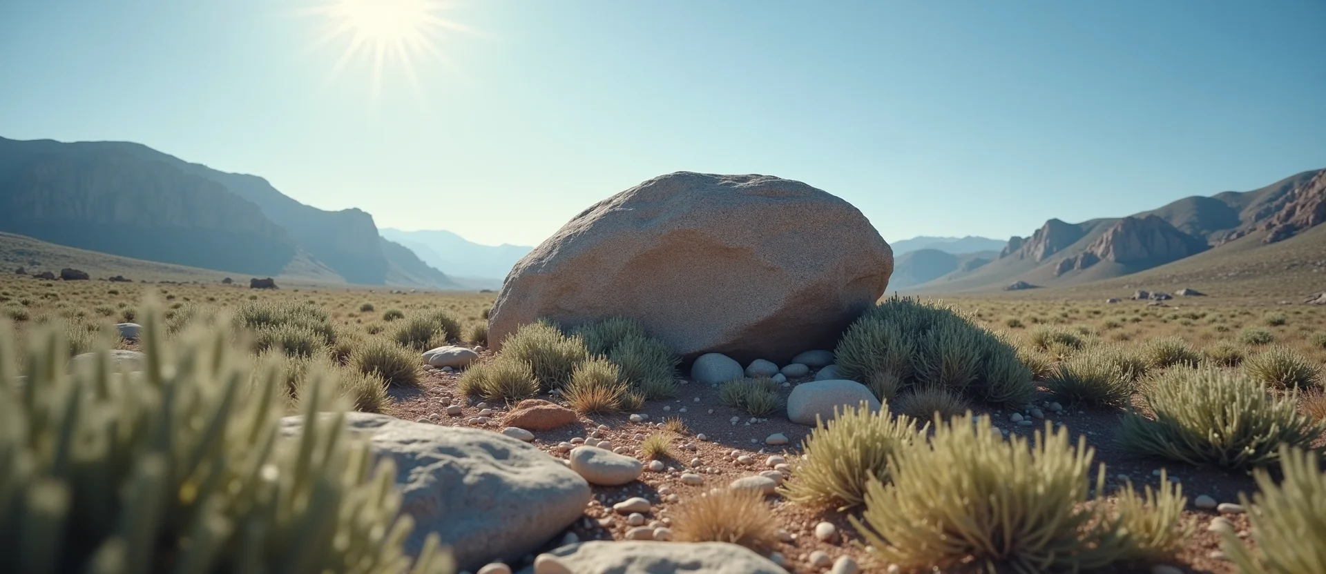 Symbolizing Stability/Peak: A local Rabbitbrush unshakable boulder. - AI Generated
