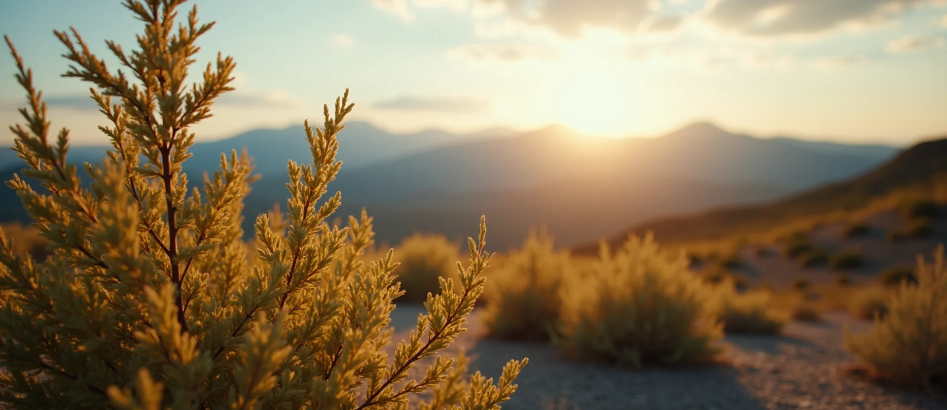 Symbolizing Identity/Local: A local Rabbitbrush Sierra Nevada skyline. - AI Generated