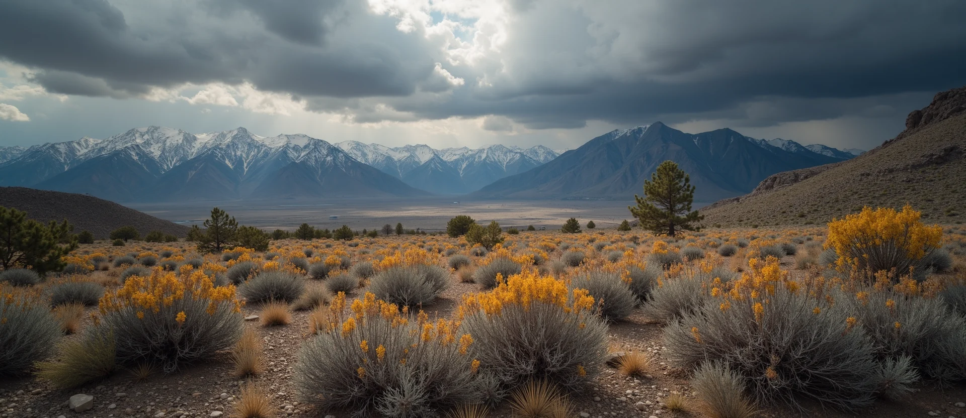 Symbolizing Identity/Local: A local Indian Paintbrush Sierra Nevada skyline. - AI Generated