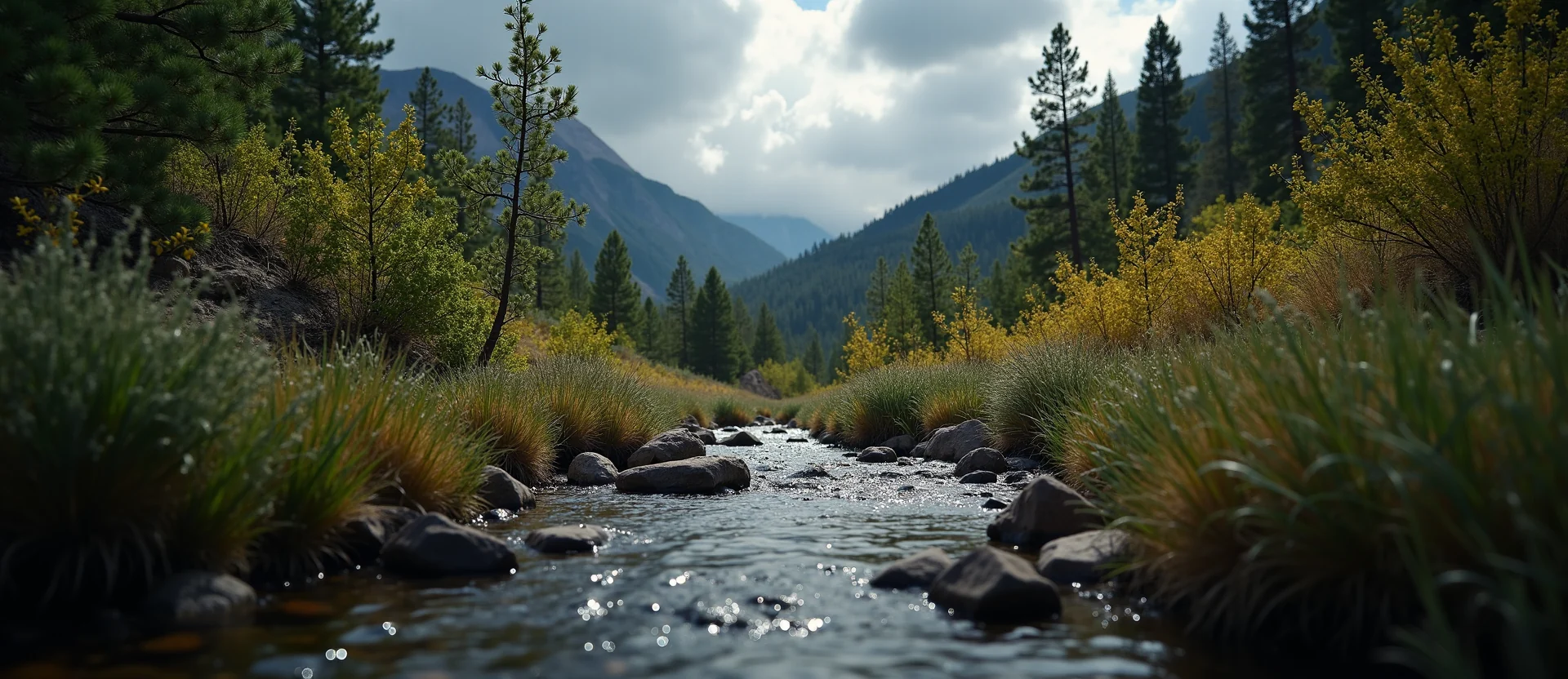 Symbolizing Flow/Cleansing: A local Desert Peach babbling mountain creek. - AI Generated