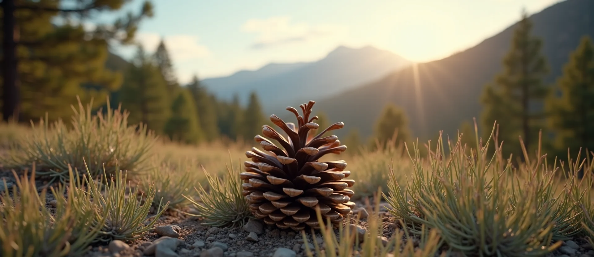 Symbolizing Seed/New Beginning: A local Bitterbrush opening pine cone. - AI Generated