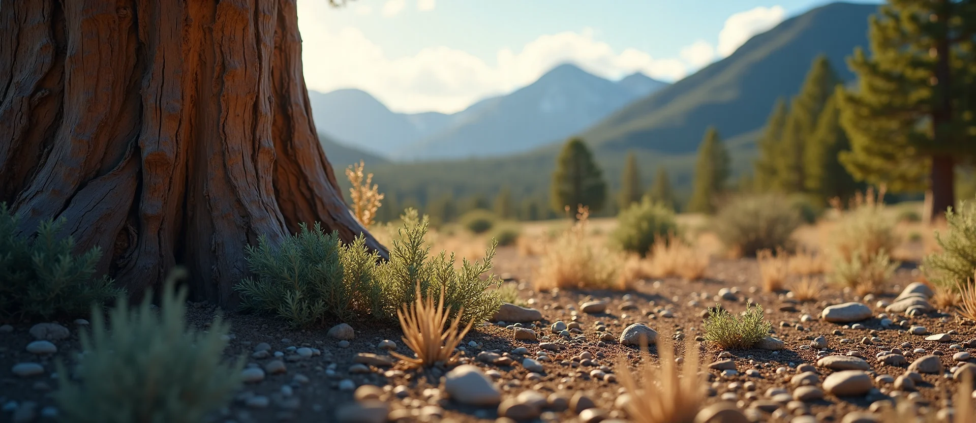 Symbolizing Growth/Resilience: A local Sagebrush (Artemisia tridentata) sturdy weathered tree trunk. - AI Generated
