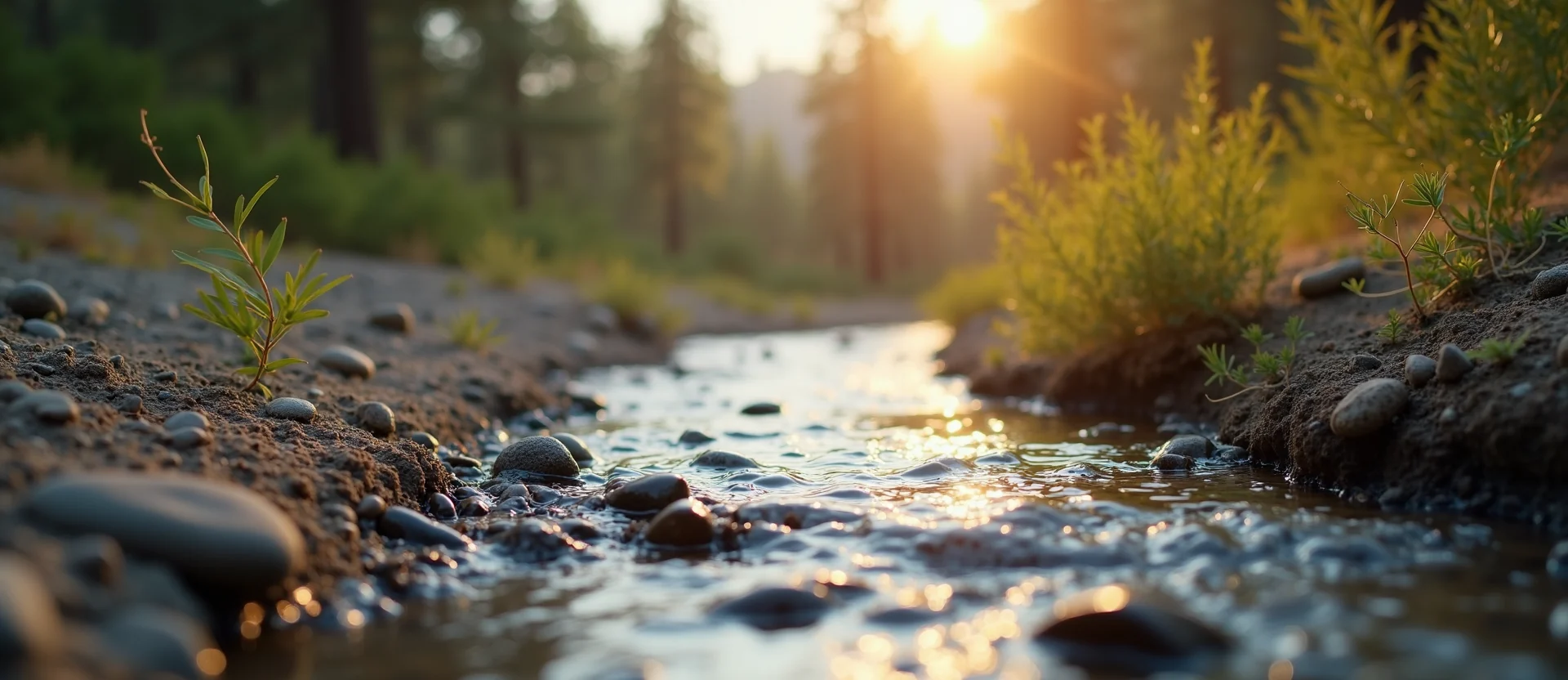Symbolizing Flow/Cleansing: A local Bitterbrush clear cold snowmelt stream. - AI Generated