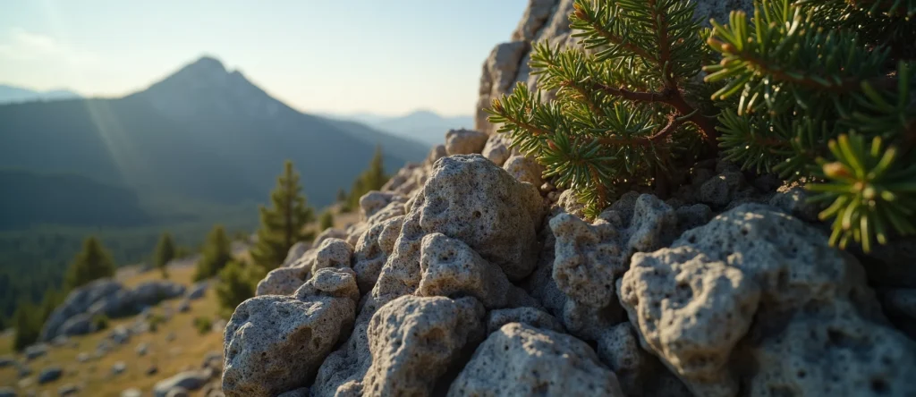 Symbolizing Stability/Peak: A local Ponderosa Pine jagged granite peak. - AI Generated