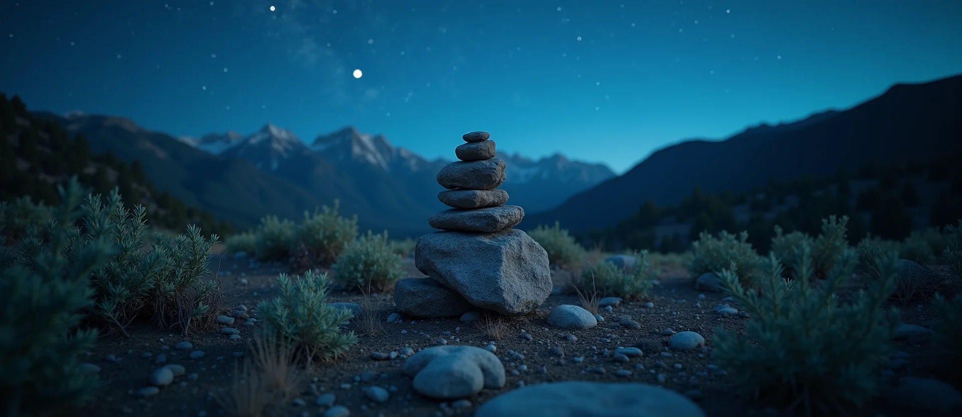 Symbolizing Stability/Peak: A local Manzanita ancient rock cairn. - AI Generated