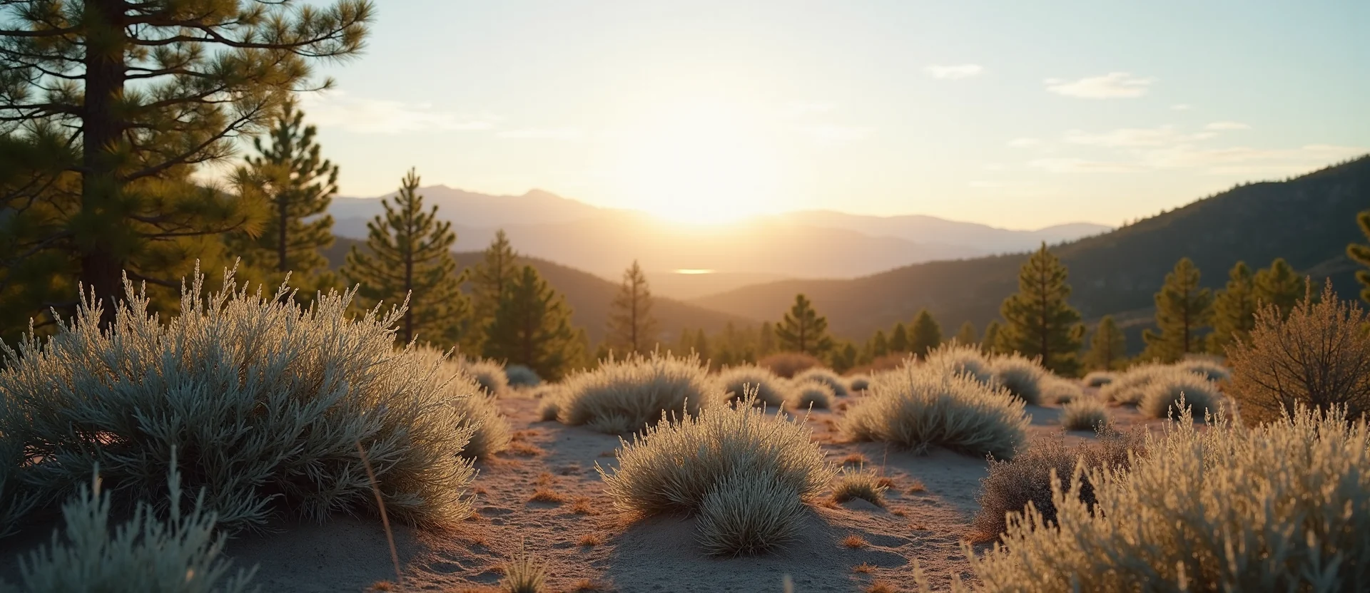 Symbolizing Identity/Local: A local Sagebrush (Artemisia tridentata) Sierra Nevada skyline. - AI Generated