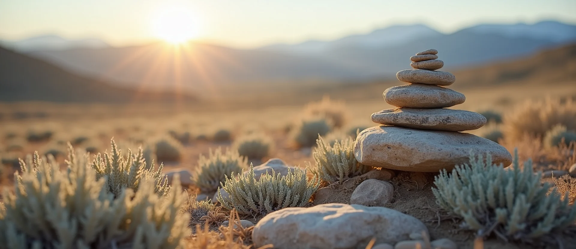 Symbolizing Stability/Peak: A local Bitterbrush ancient rock cairn. - AI Generated