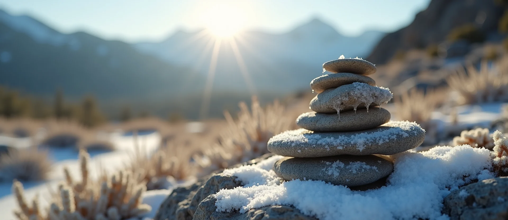 Symbolizing Stability/Peak: A local Manzanita ancient rock cairn. - AI Generated