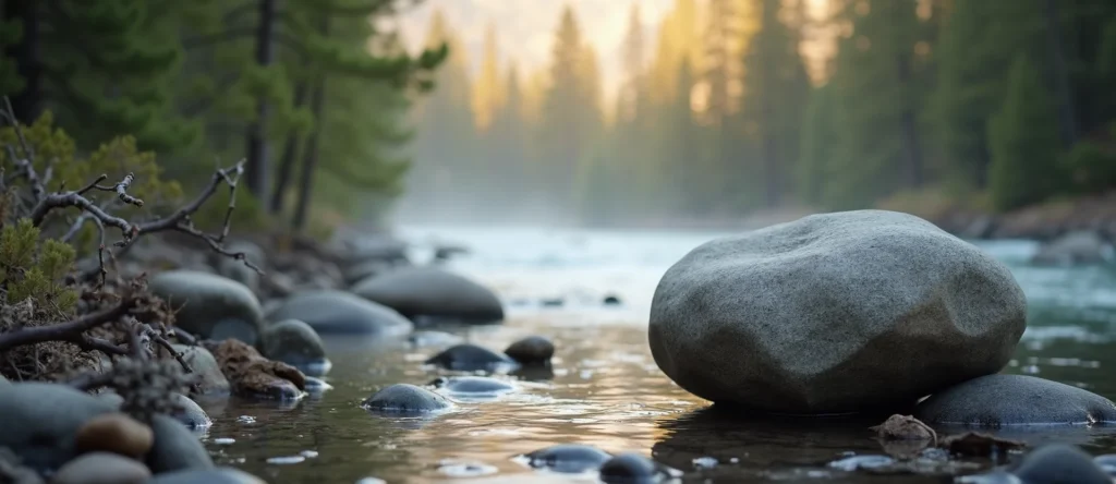 Symbolizing Stability/Peak: A local Ponderosa Pine unshakable boulder. - AI Generated