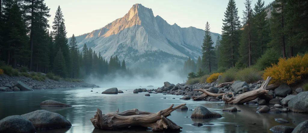 Symbolizing Stability/Peak: A local Ponderosa Pine jagged granite peak. - AI Generated