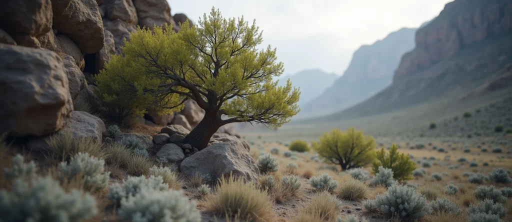 Symbolizing Growth/Resilience: A local Quaking Aspen tree growing out of a rock cleft. - AI Generated