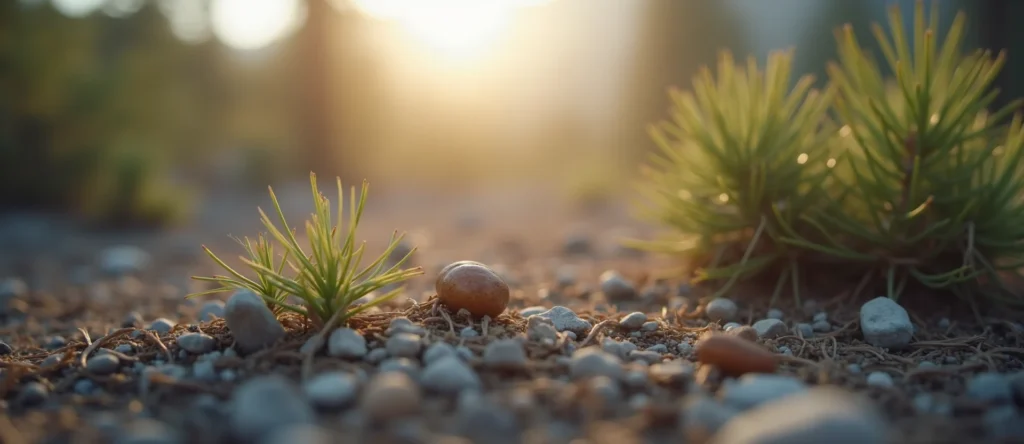 Symbolizing Seed/New Beginning: A local Mountain Mahogany single pine seed on dry earth. - AI Generated