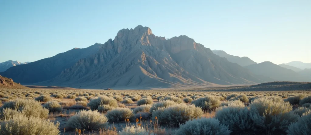 Symbolizing Stability/Peak: A local Sagebrush (Artemisia tridentata) solid mountain ridge. - AI Generated