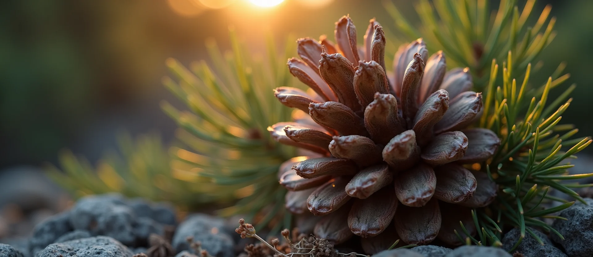 Symbolizing Seed/New Beginning: A local Mountain Mahogany opening pine cone. - AI Generated