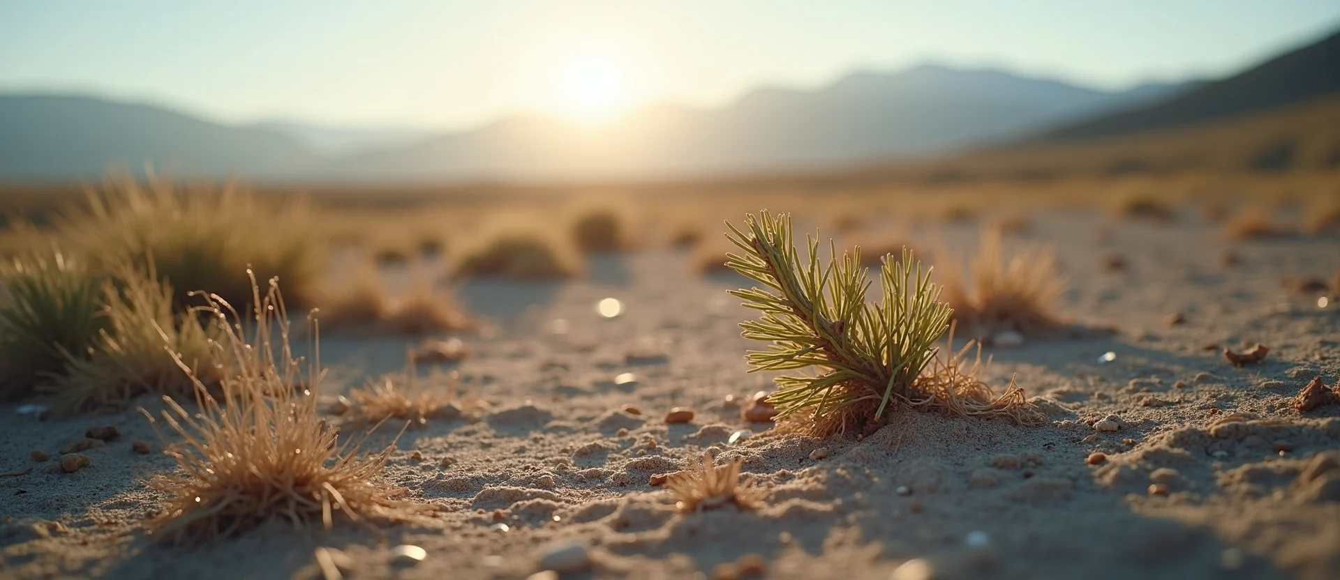 Symbolizing Seed/New Beginning: A local Bitterbrush single pine seed on dry earth. - AI Generated