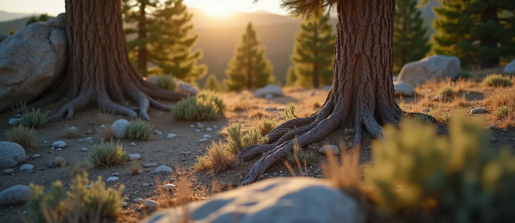 Symbolizing Growth/Resilience: A local Ponderosa Pine sturdy weathered tree trunk. - AI Generated
