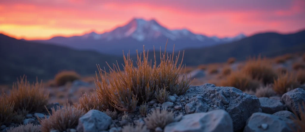Symbolizing Stability/Peak: A local Rabbitbrush solid mountain ridge. - AI Generated