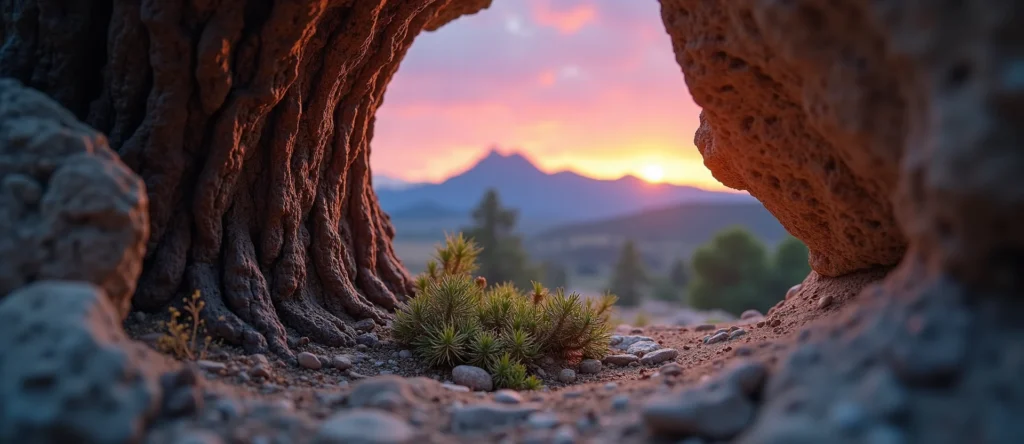 Symbolizing Growth/Resilience: A local Desert Peach tree growing out of a rock cleft. - AI Generated