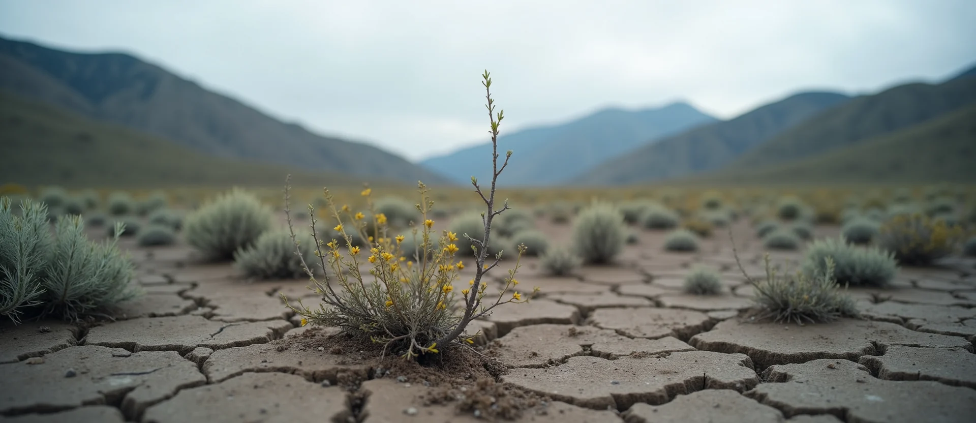 Symbolizing Seed/New Beginning: A local Manzanita shoot emerging from cracked soil. - AI Generated