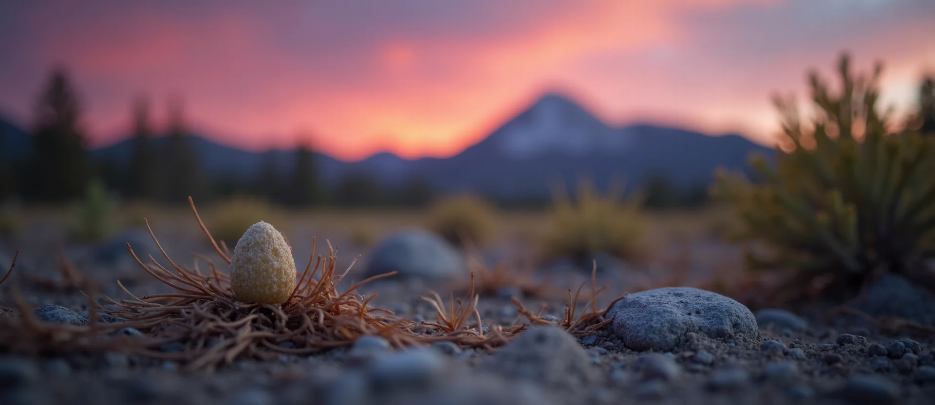 Symbolizing Seed/New Beginning: A local Quaking Aspen single pine seed on dry earth. - AI Generated