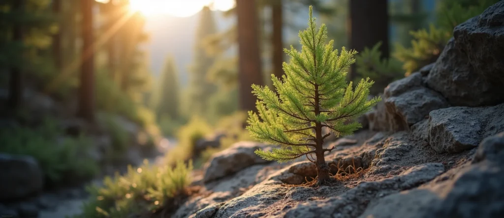 Symbolizing Growth/Resilience: A local Mountain Mahogany tree growing out of a rock cleft. - AI Generated