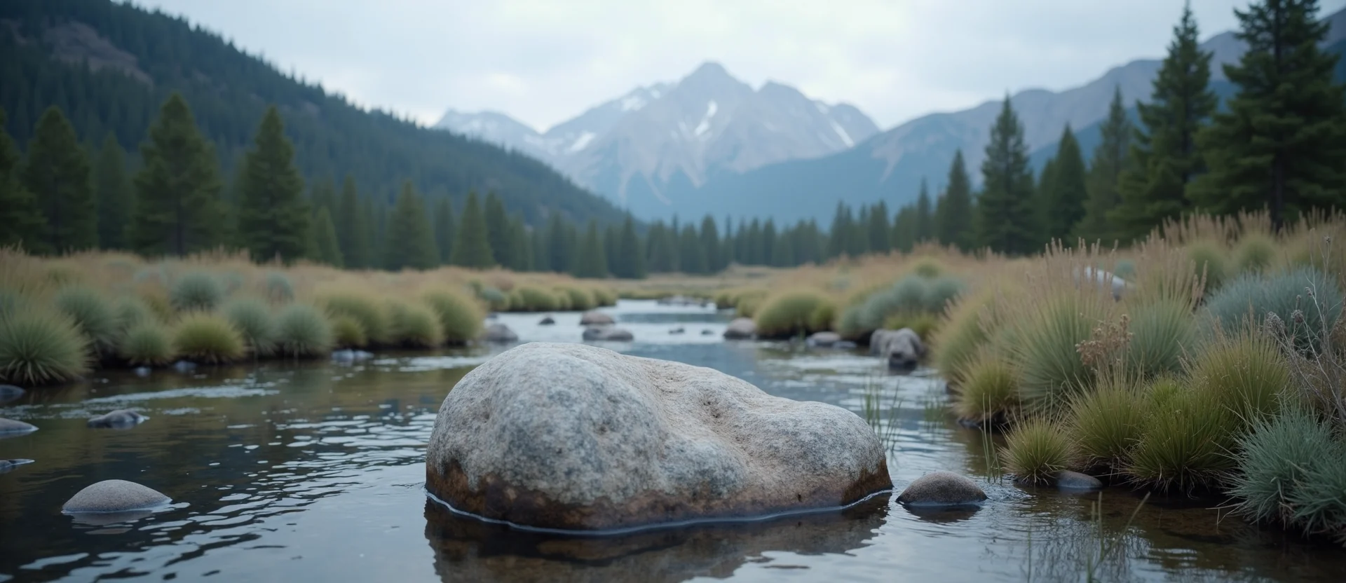 Symbolizing Flow/Cleansing: A local Quaking Aspen smooth Truckee river stones. - AI Generated