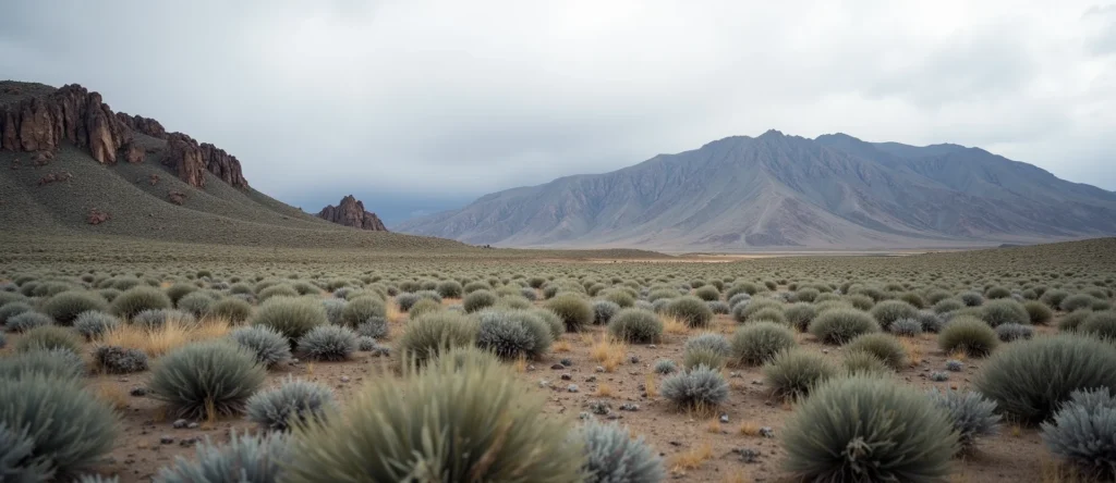 Symbolizing Stability/Peak: A local Sagebrush (Artemisia tridentata) solid mountain ridge. - AI Generated