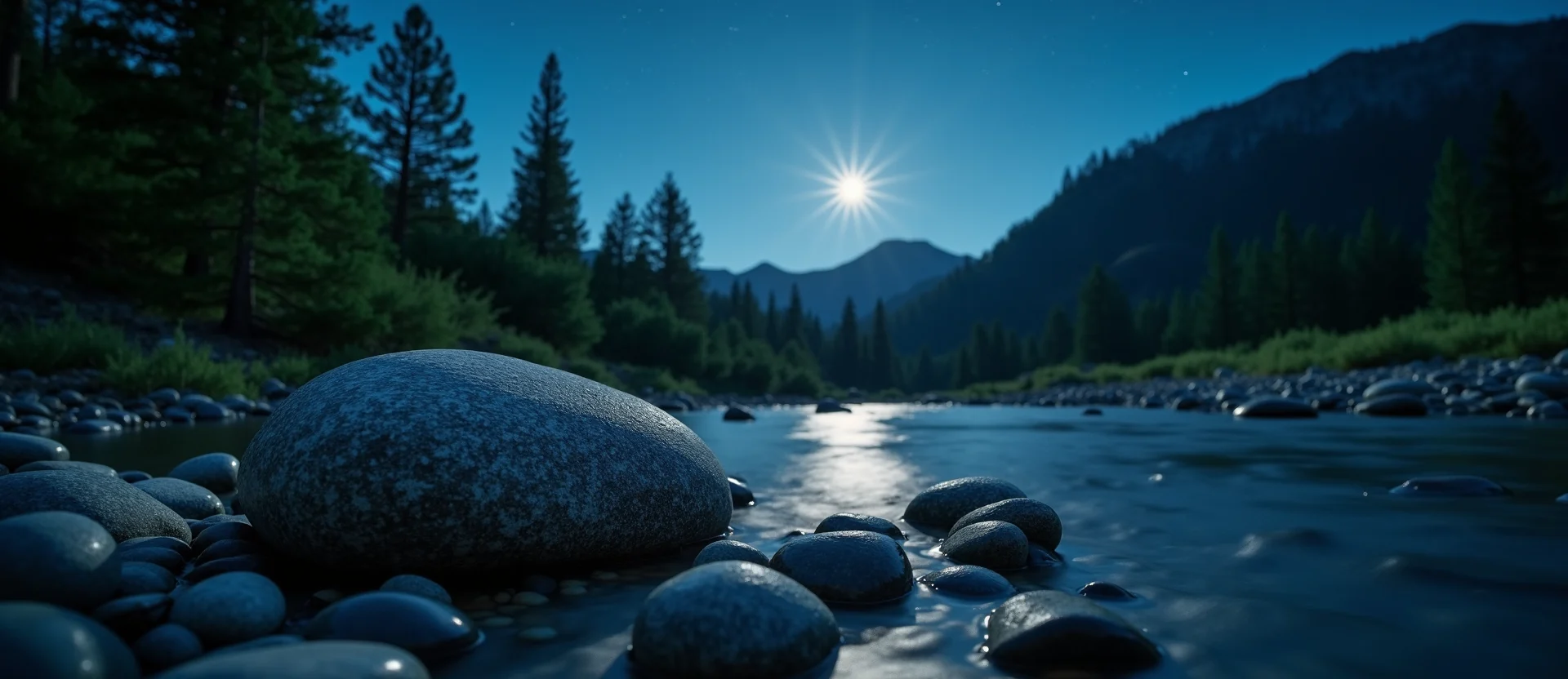 Symbolizing Flow/Cleansing: A local Sierra Juniper smooth Truckee river stones. - AI Generated