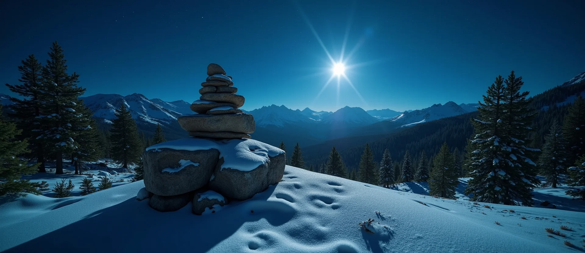 Symbolizing Stability/Peak: A local Ponderosa Pine ancient rock cairn. - AI Generated