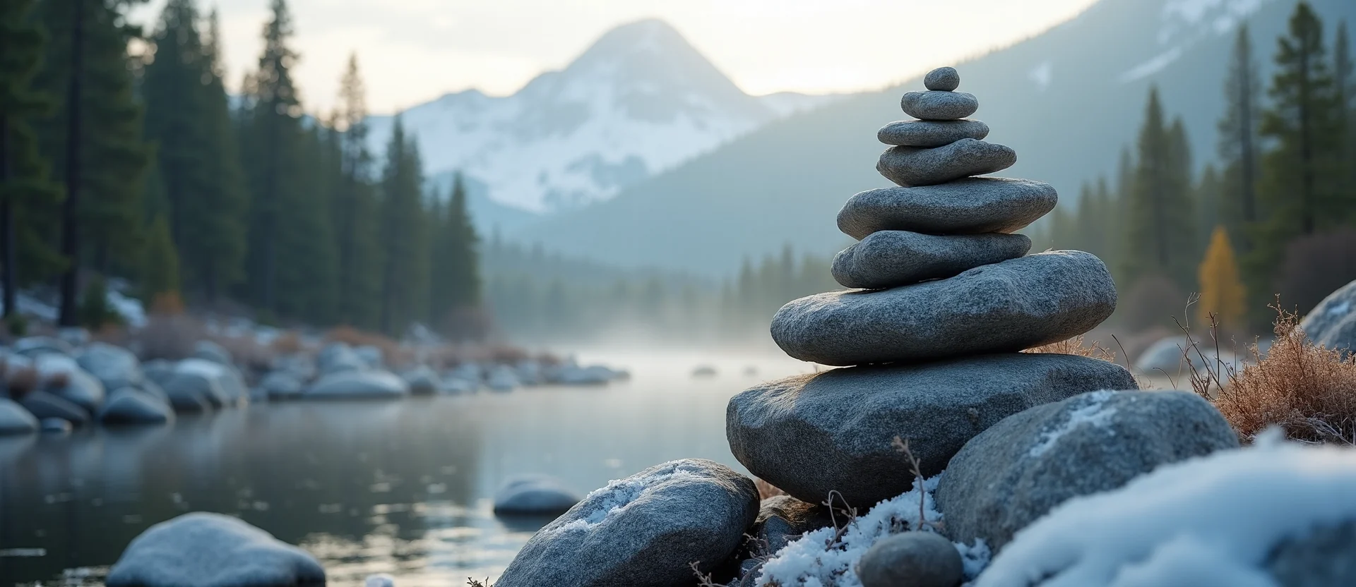 Symbolizing Stability/Peak: A local Sierra Juniper ancient rock cairn. - AI Generated