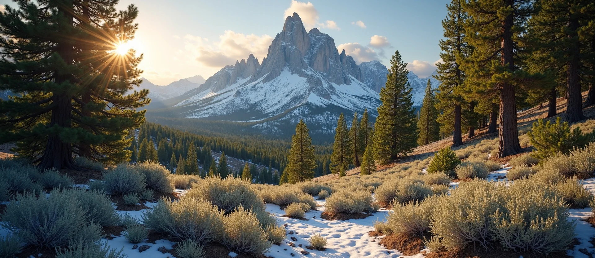 Symbolizing Stability/Peak: A local Sagebrush (Artemisia tridentata) jagged granite peak. - AI Generated