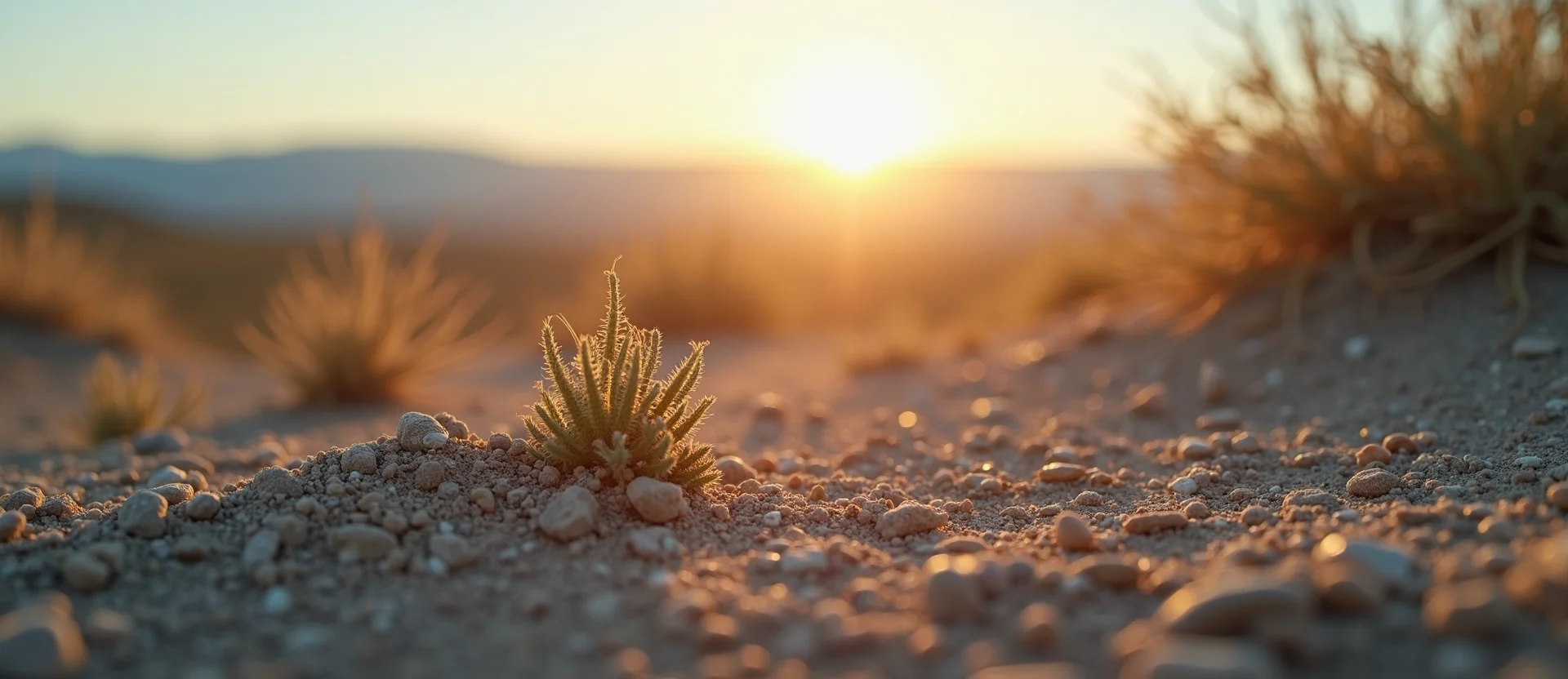 Symbolizing Stability/Peak: A local Desert Peach distant Sierra horizon. - AI Generated