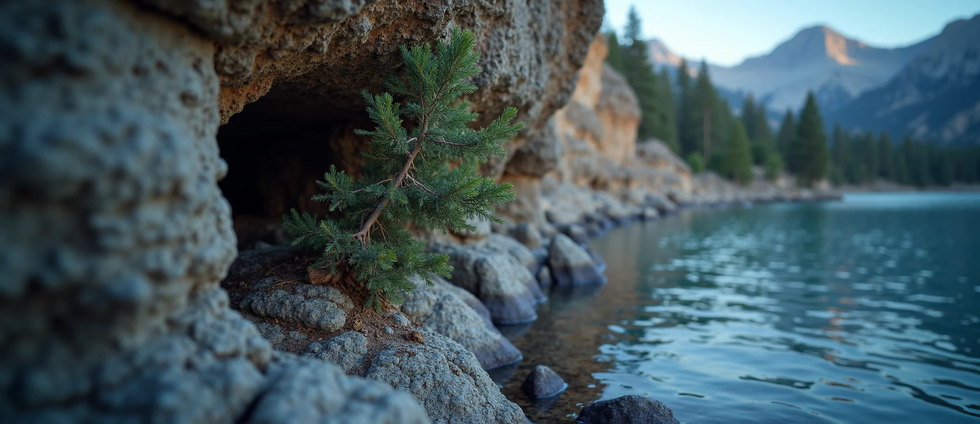 Symbolizing Growth/Resilience: A local Mountain Mahogany tree growing out of a rock cleft. - AI Generated
